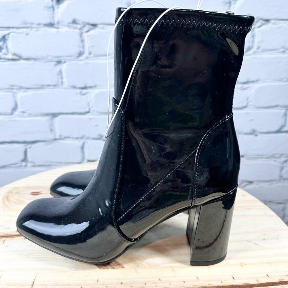 A New Day Women’s Penelope Black Faux Patent Leather Ankle Boots Size 8.5 - Picture 4 of 9